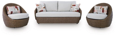 Cardiff Beach Outdoor Loveseat/2 Swivel Chairs (Set of 3)