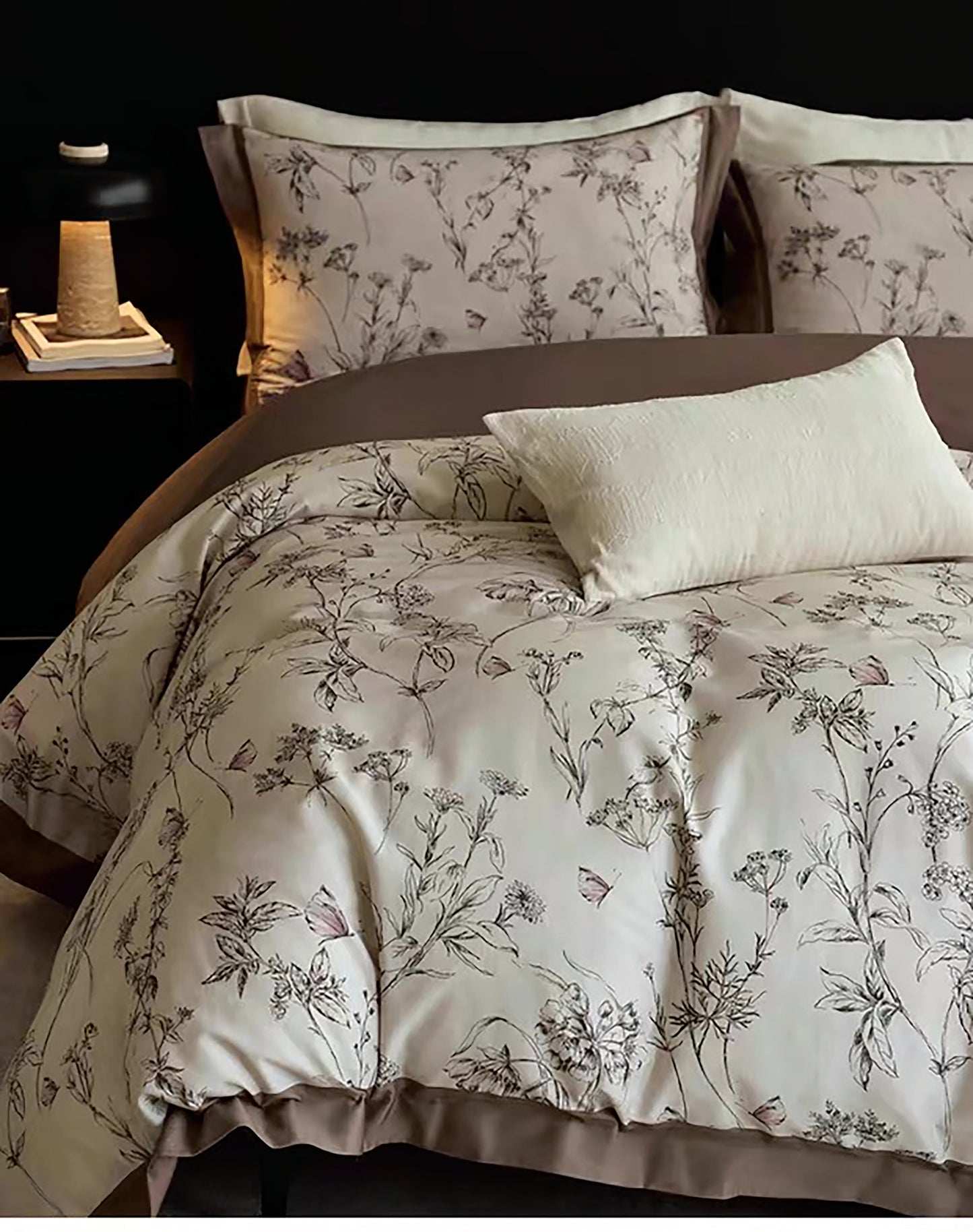 Top of Bed King Duvet Cover Set; Green/Beige