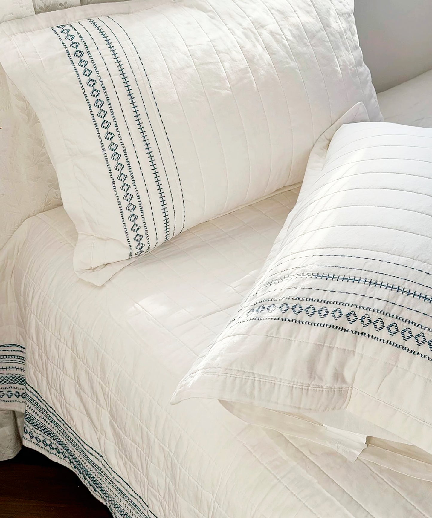 Top of Bed King Coverlet Set;White