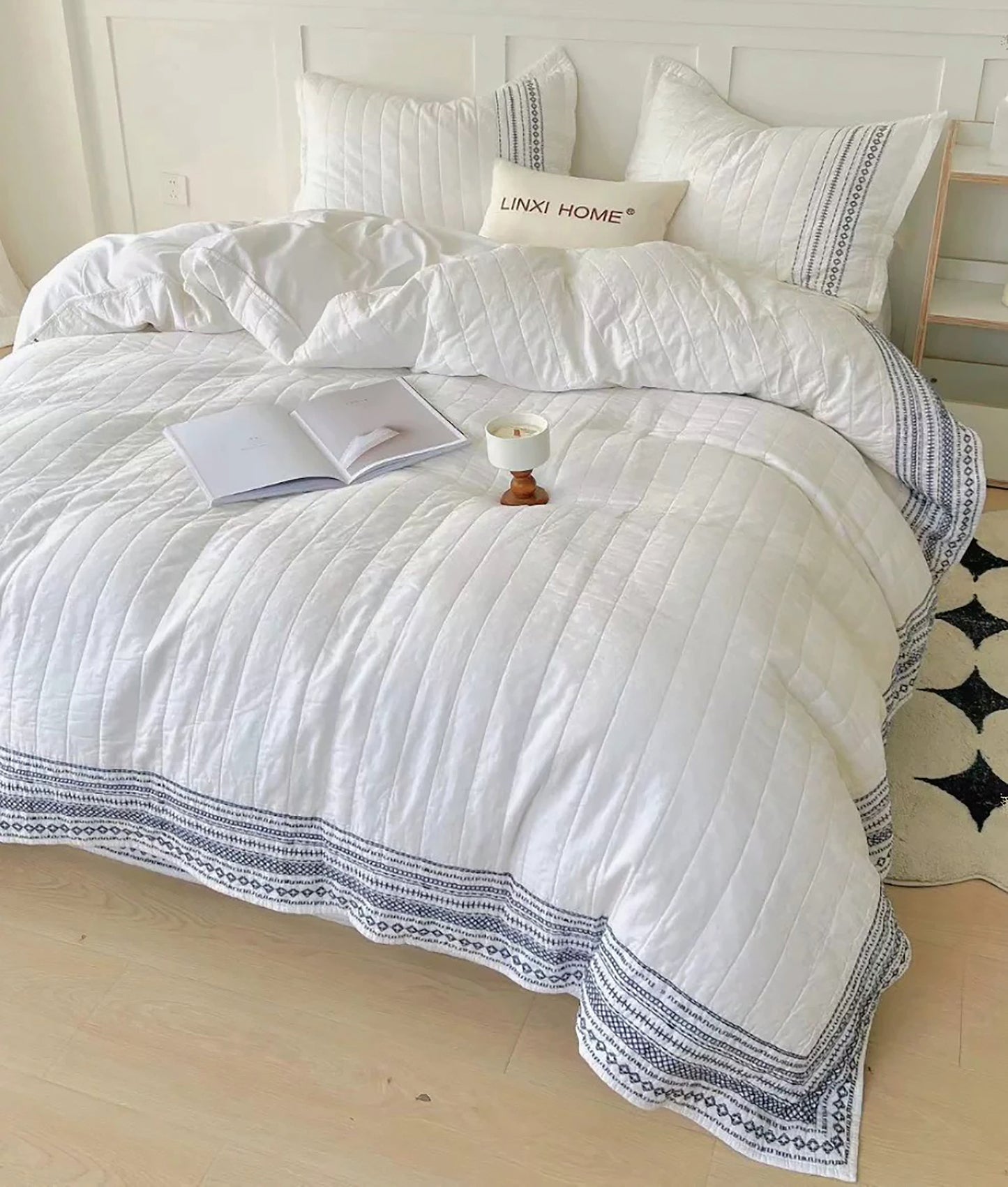 Top of Bed King Coverlet Set;White