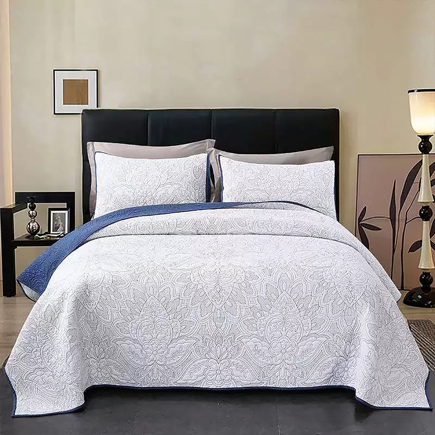 Top of Bed King Coverlet Set;White