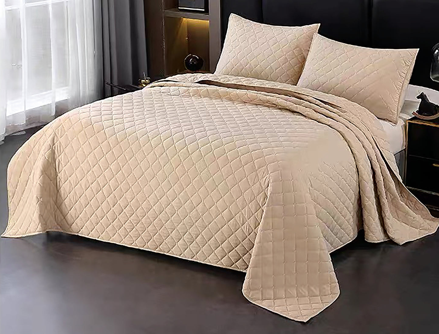 Top of Bed King Coverlet Set;Brown
