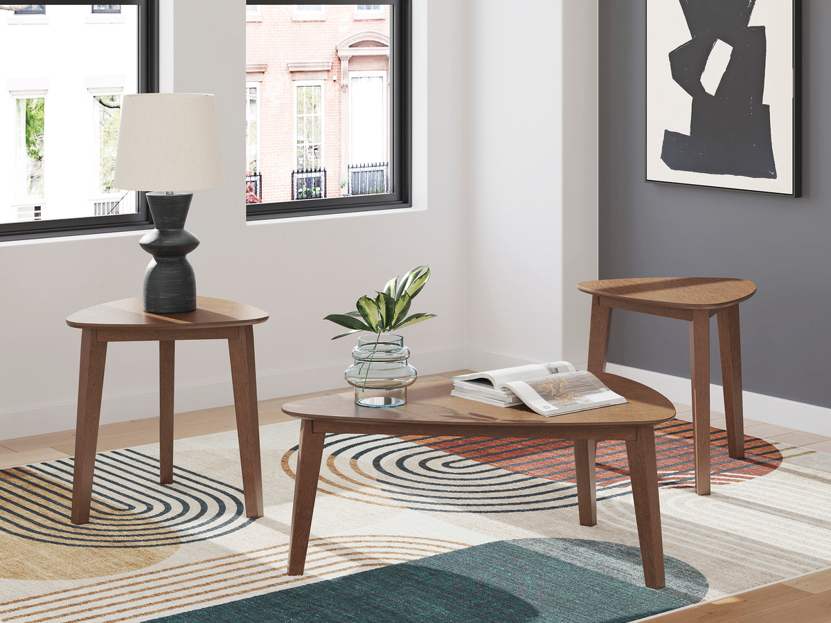 Lyncott Occasional Table Set;Brown