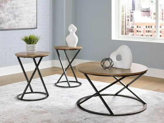 Cassbryn Occasional Table Set (3/CN);Brown/Black