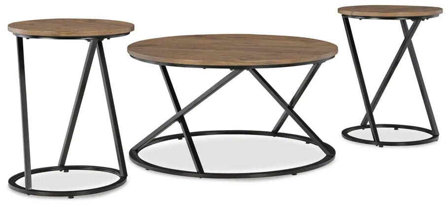 Cassbryn Occasional Table Set (3/CN);Brown/Black