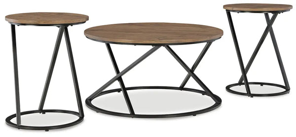 Cassbryn Occasional Table Set (3/CN);Brown/Black