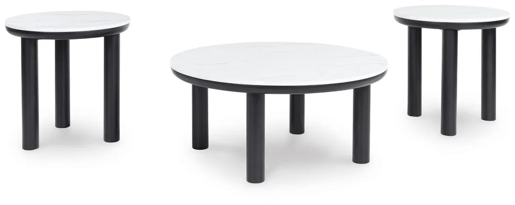 Xandrum Occasional Table Set;Black/White
