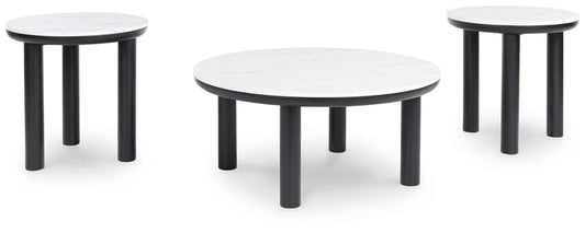 Xandrum Occasional Table Set;Black/White