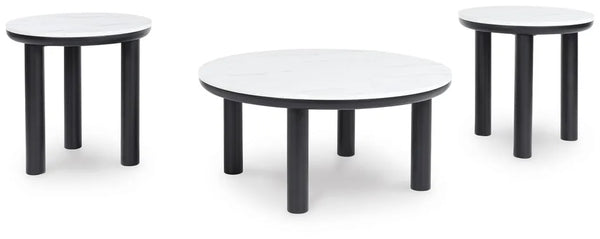 Xandrum Occasional Table Set;Black/White