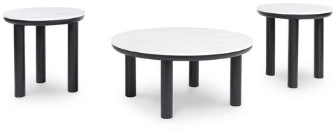 Xandrum Occasional Table Set;Black/White