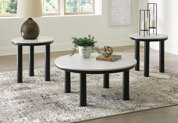 Xandrum Occasional Table Set;Black/White