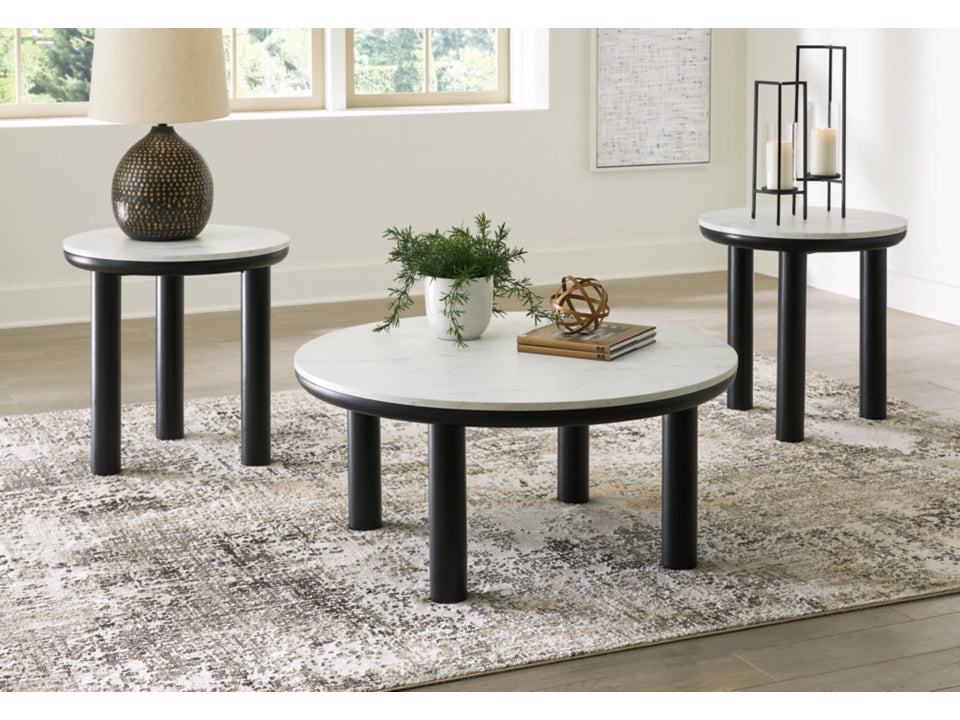 Xandrum Occasional Table (Set of 3) - Black & White