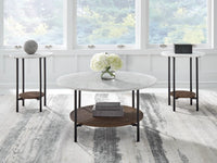 Wrenwich Occasional Table Set; Brown/Black/White