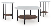Wrenwich Occasional Table Set; Brown/Black/White