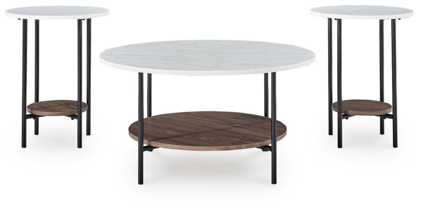 Wrenwich Occasional Table Set; Brown/Black/White