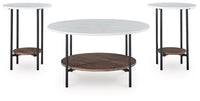 Wrenwich Occasional Table Set; Brown/Black/White