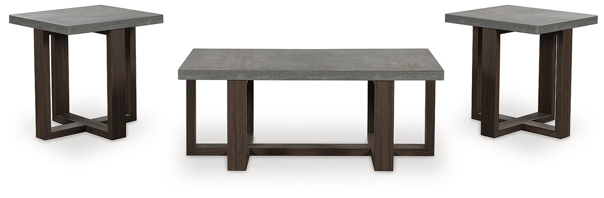 Dynnford Table (Set of 3) - Gray/Brown