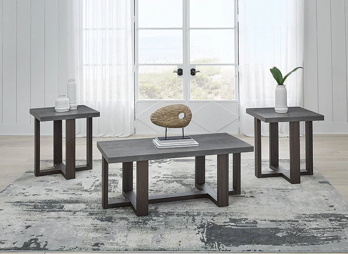 Dynnford Table (Set of 3) - Gray/Brown