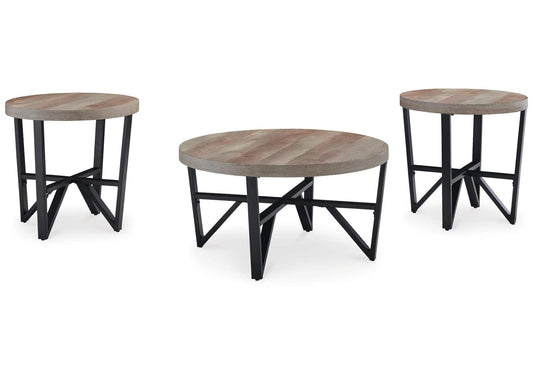 Deanlee Occasional Table (Set of 3);Grayish Brown/Black