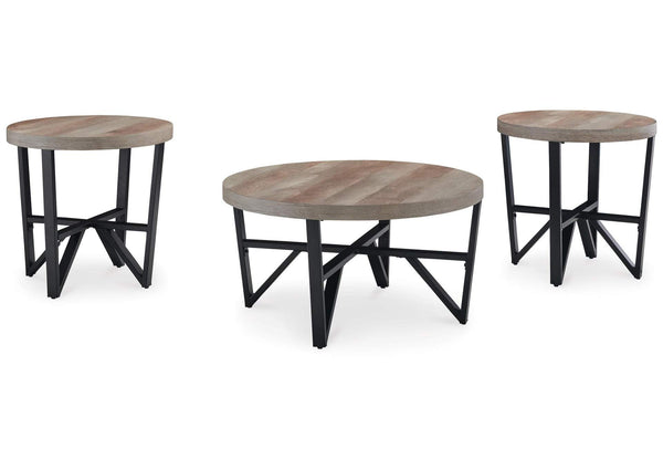 Deanlee Occasional Table (Set of 3);Grayish Brown/Black