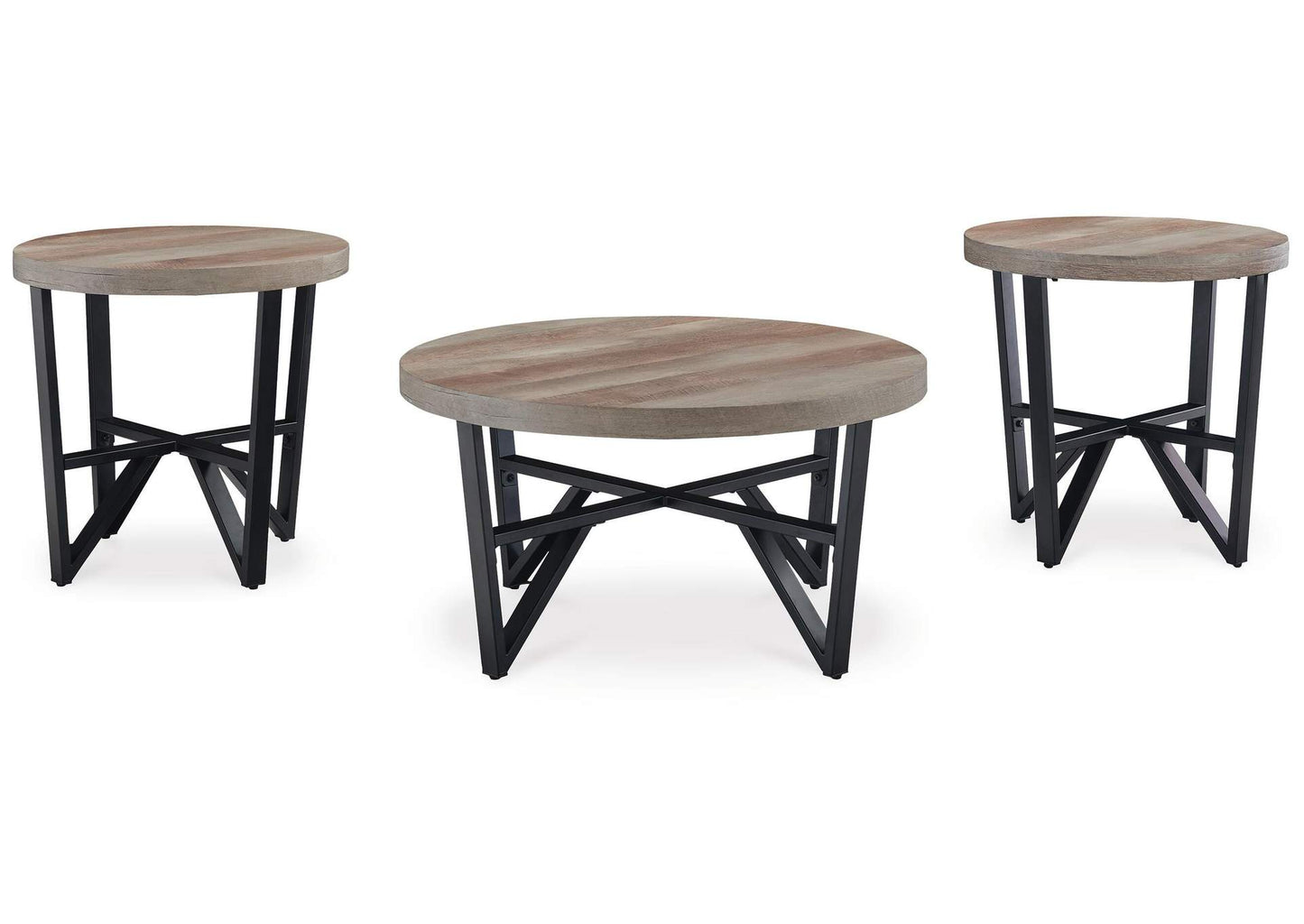 Deanlee Occasional Table (Set of 3);Grayish Brown/Black