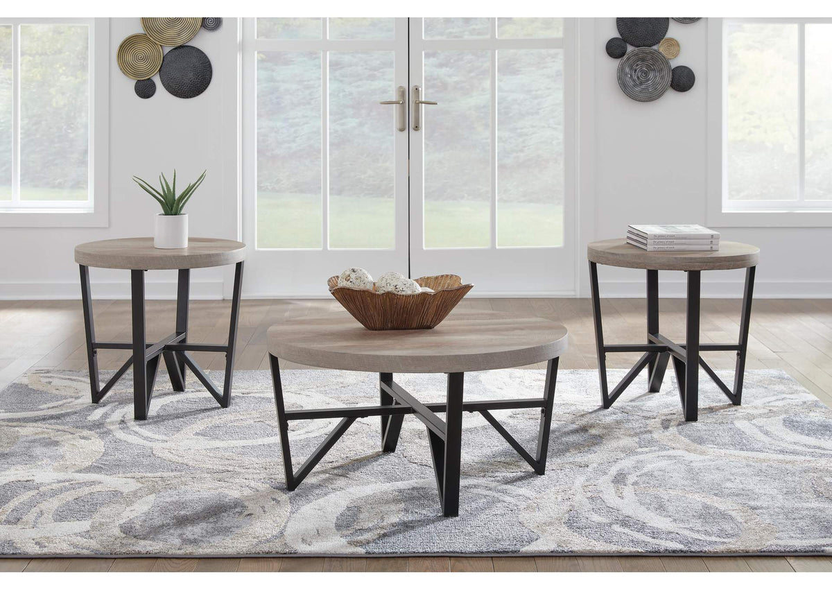 Deanlee Occasional Table (Set of 3);Grayish Brown/Black