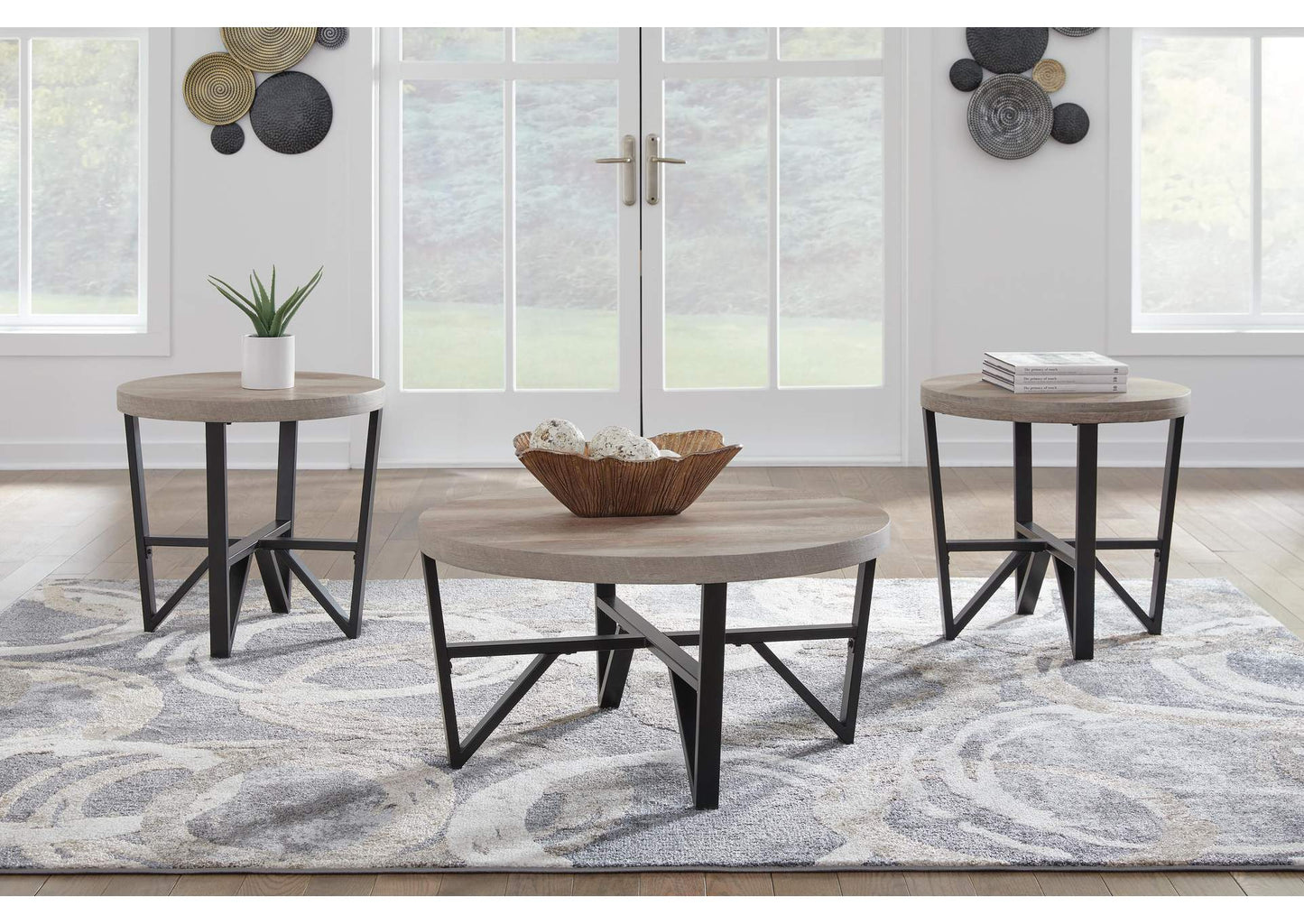 Deanlee Occasional Table (Set of 3);Grayish Brown/Black