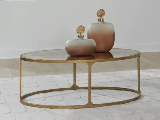 Korajane Oval Cocktail Table;Antique Gold