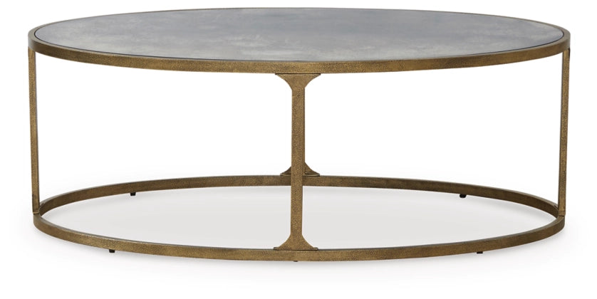 Korajane Oval Cocktail Table;Antique Gold