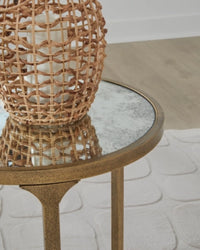 Korajane Round End Table;Antique Gold