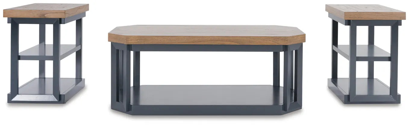 Landocken Table (Set of 3);Brown/Blue