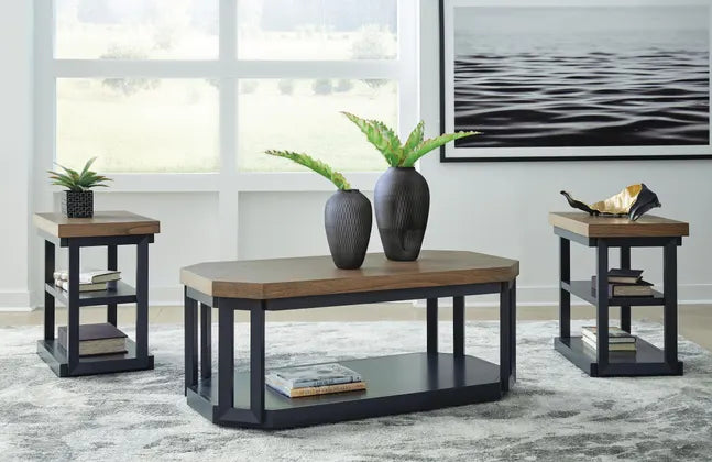 Landocken Table (Set of 3);Brown/Blue
