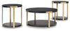 Shylore Occasional Table Set;Black/Brass Finish