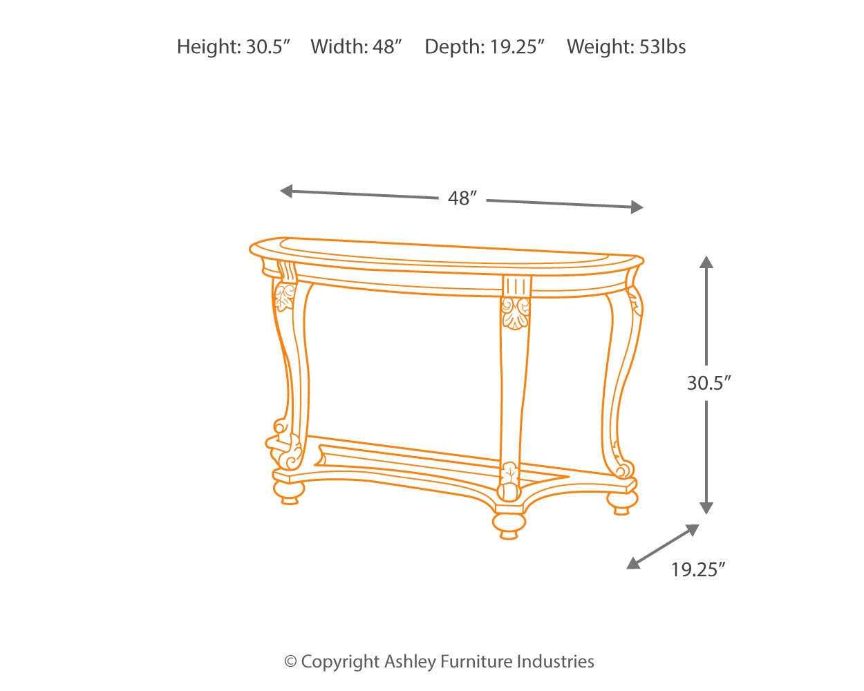 Norcastle Sofa/Console Table Ashley Furniture Brunei