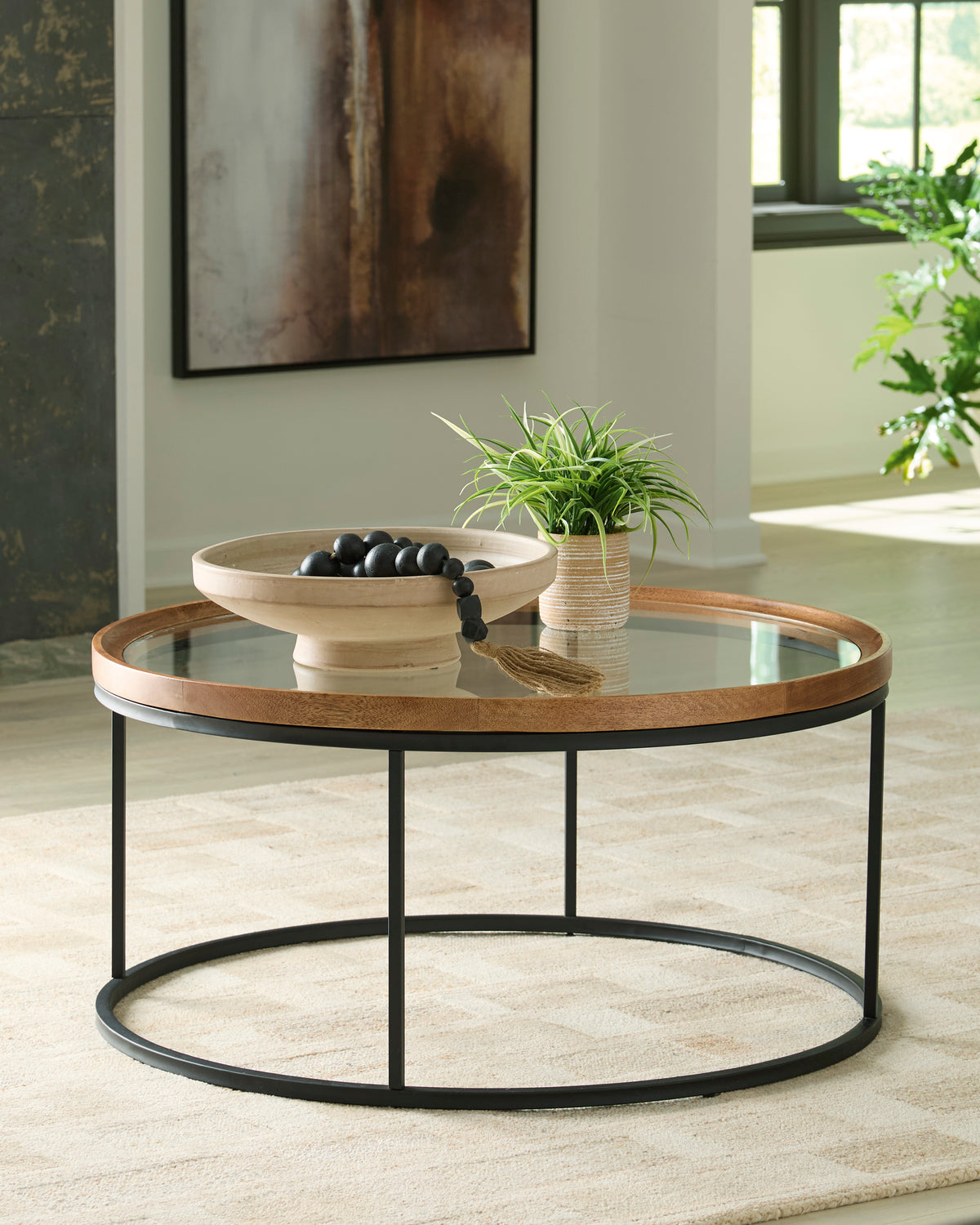 Noraluna Round Cocktail Table;Medium Brown