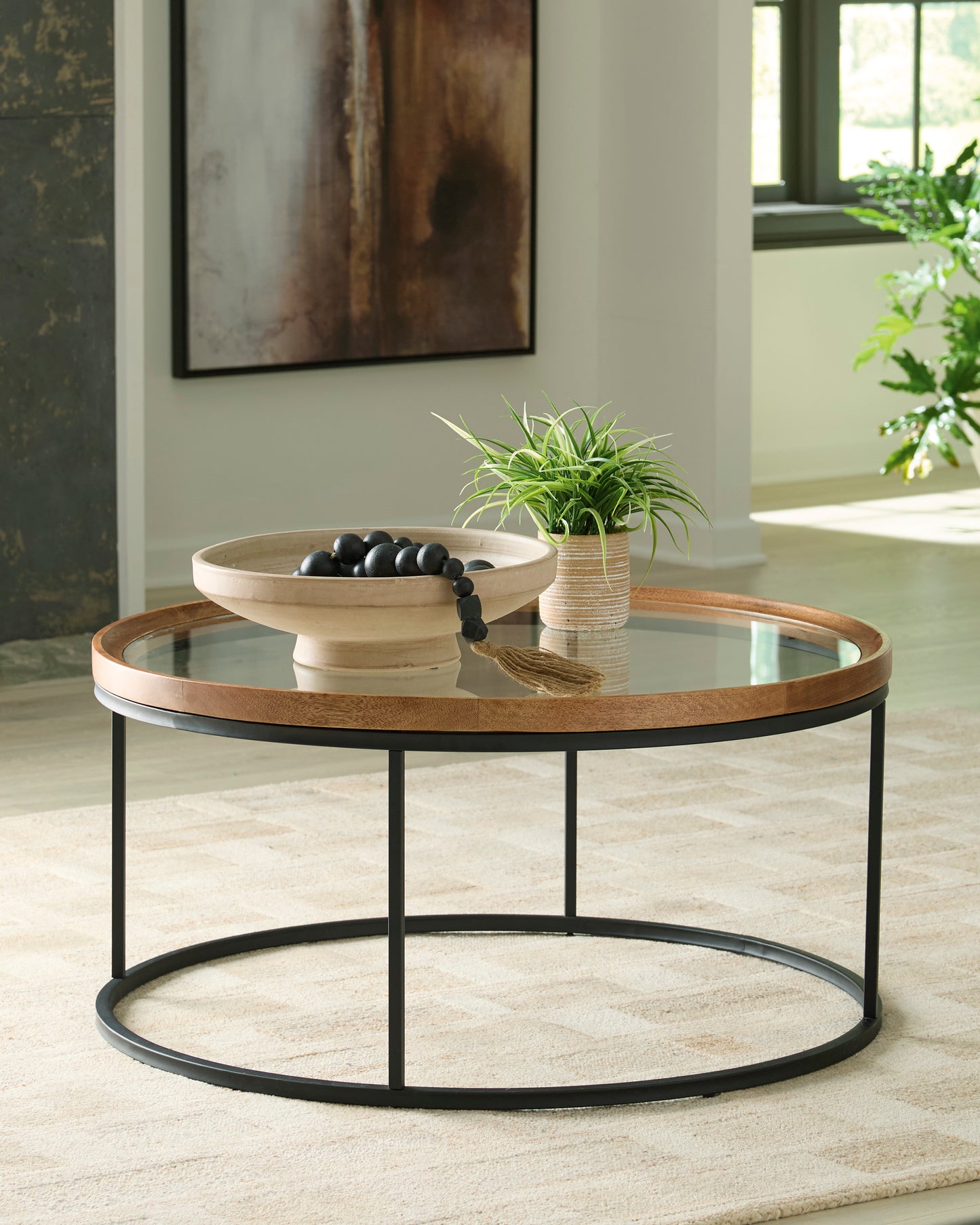 Noraluna Round Cocktail Table;Medium Brown