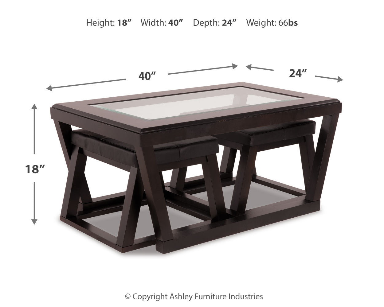 Kelton Coffee Table with Nesting Stools Ashley Furniture Brunei