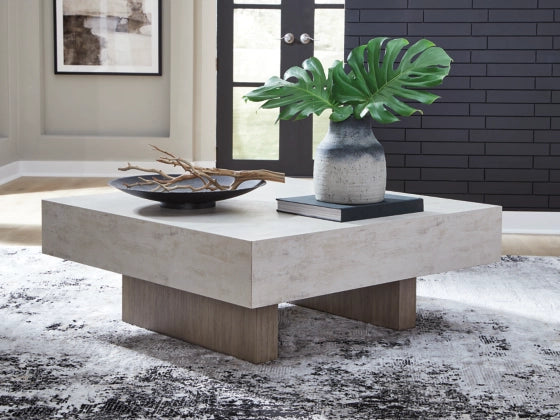 Jorlaina Square Cocktail Table; Light Graish Brown