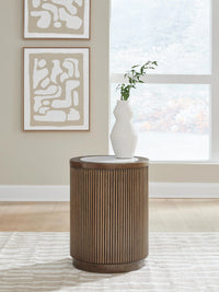 Hadonna Round End Table;brown