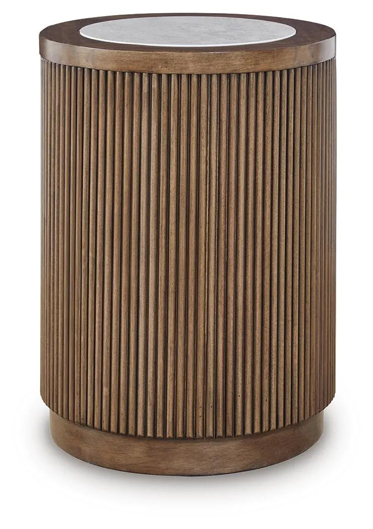 Hadonna Round End Table;brown