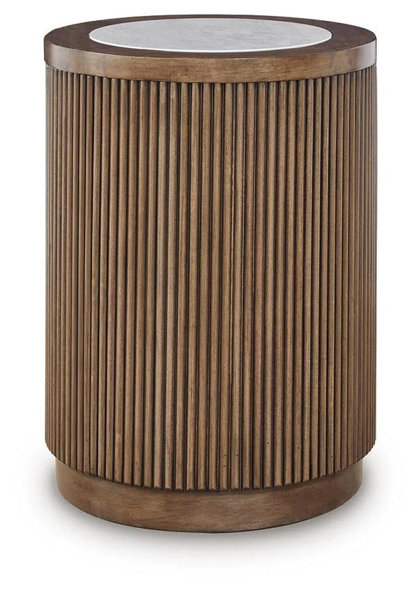 Hadonna Round End Table;brown