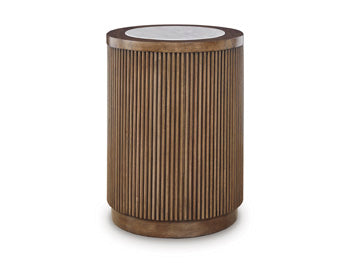 Hadonna Round End Table;brown