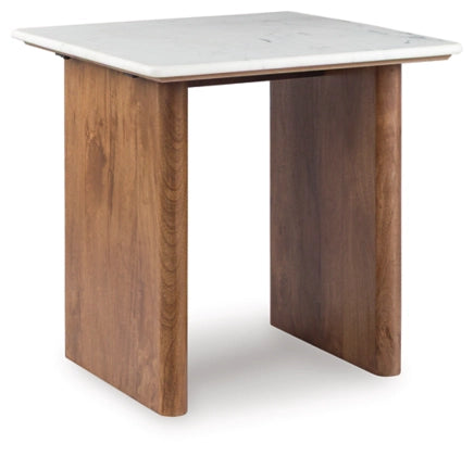Isanti Square End Table;  Light Brown/White