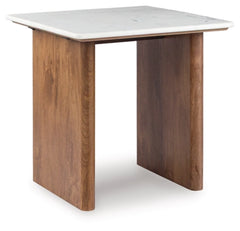 Isanti Square End Table;  Light Brown/White