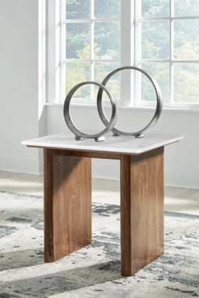 Isanti Square End Table;  Light Brown/White