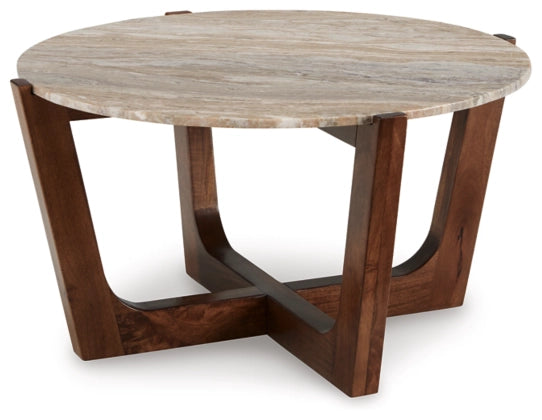 Tanidore Round Coffee Table; Warm Brown