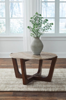 Tanidore Round Coffee Table; Warm Brown