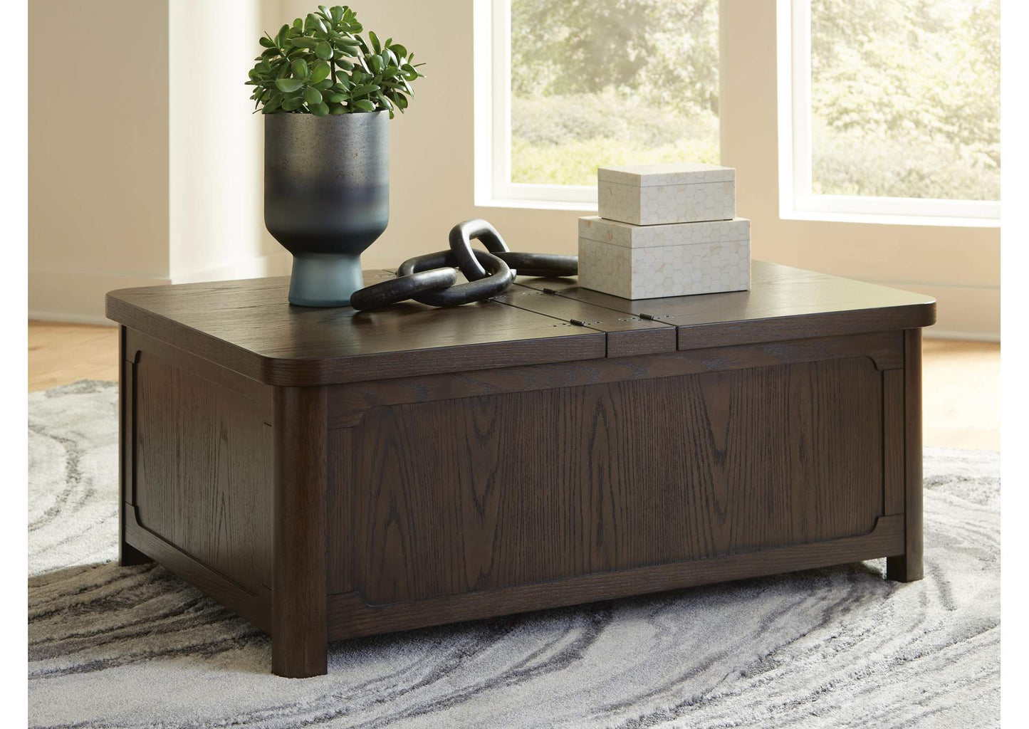 Breckington Coffee Table With Storage;Dark Brown