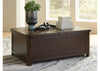 Breckington Coffee Table With Storage;Dark Brown