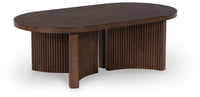 Korestone Oval Cocktail Table;Dark Brown